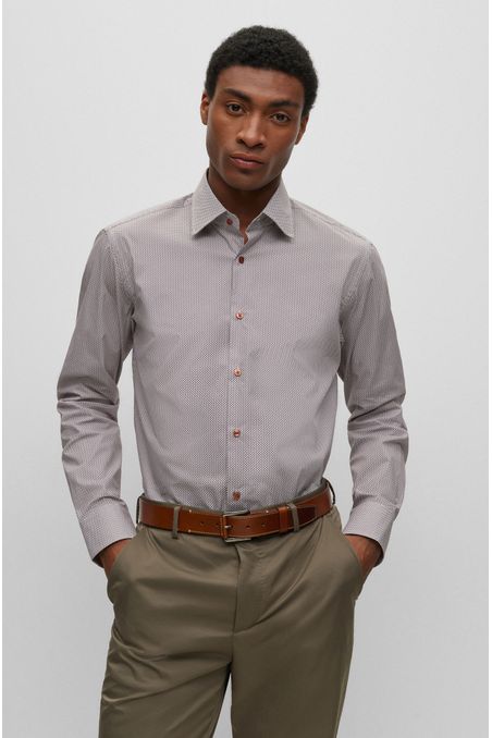 CAMISA REGULAR FIT DE ALGODÓN ELÁSTICO CON ESTAMPADO HOMBRE
