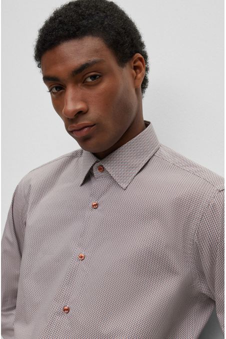 CAMISA REGULAR FIT DE ALGODÓN ELÁSTICO CON ESTAMPADO HOMBRE