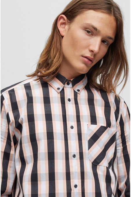 CAMISA RELAXED FIT A CUADROS DE ALGODÓN HOMBRE