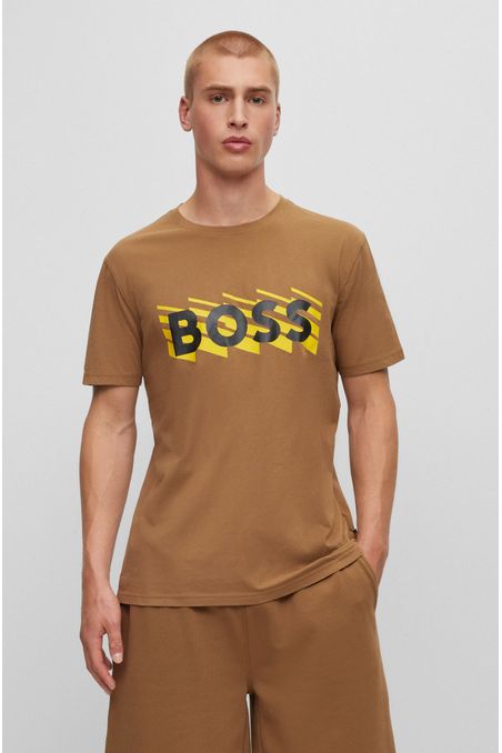 CAMISETA REGULAR FIT DE ALGODÓN CON DETALLE DE LOGO HOMBRE