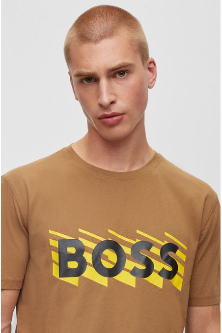 CAMISETA REGULAR FIT DE ALGODÓN CON DETALLE DE LOGO HOMBRE