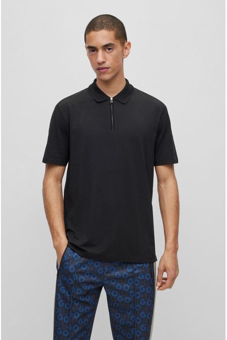 POLO REGULAR FIT DE MEZCLA DE ALGODÓN CON TAPETA DE CREMALLERA HOMBRE