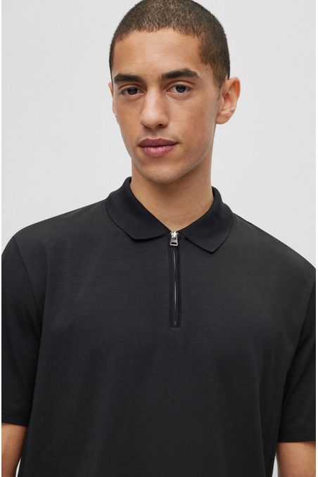 POLO REGULAR FIT DE MEZCLA DE ALGODÓN CON TAPETA DE CREMALLERA HOMBRE
