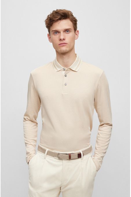 POLO SLIM FIT MANGA LARGA CON DIBUJO TEJIDO HOMBRE