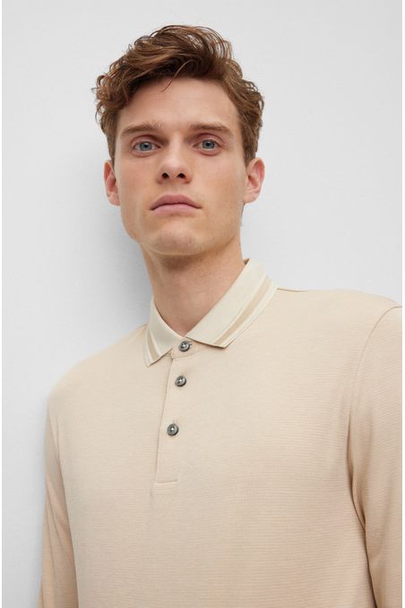 POLO SLIM FIT MANGA LARGA CON DIBUJO TEJIDO HOMBRE