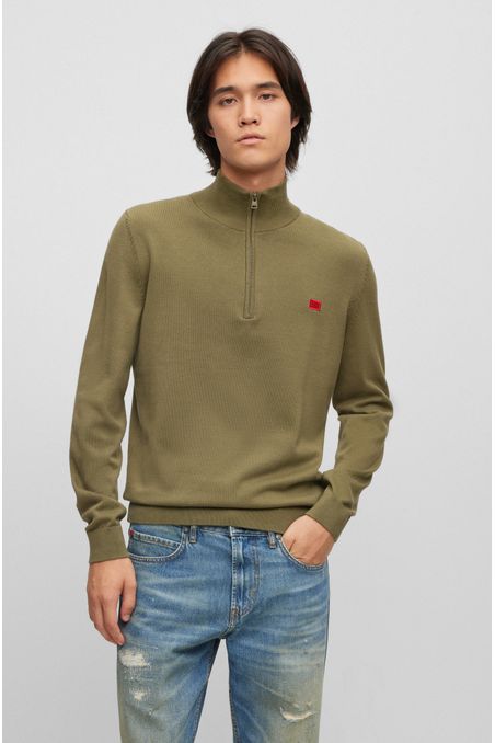 SACO TEJIDO REGULAR FIT DE ALGODÓN CON CREMALLERA HOMBRE