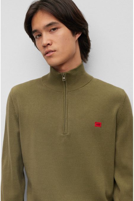 SACO TEJIDO REGULAR FIT DE ALGODÓN CON CREMALLERA HOMBRE