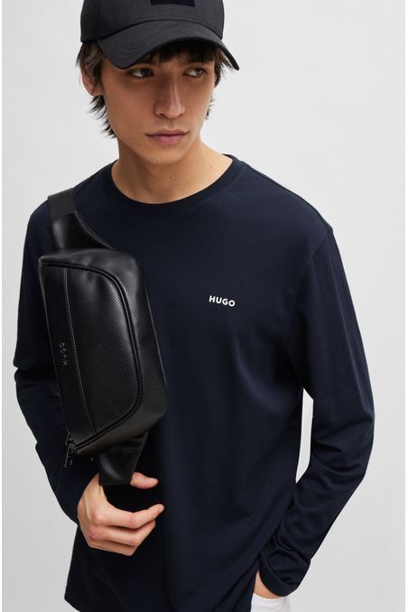 CAMISETA REGULAR FIT DE MANGA LARGA DE ALGODÓN CON LOGO HOMBRE