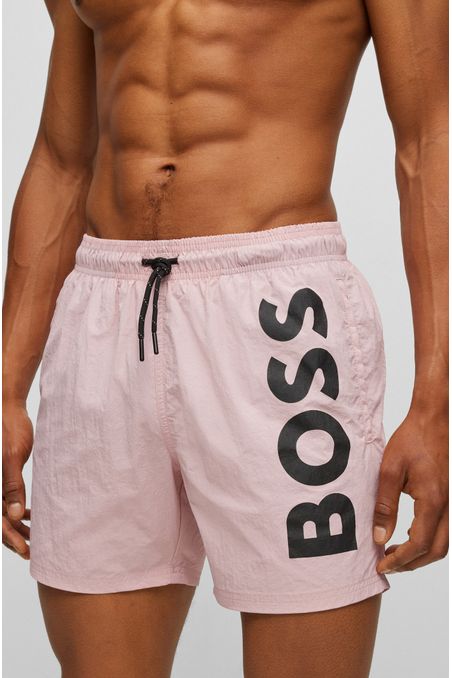 PANTALONETAS DE BAÑO ESTILO SHORTS CON ESTAMPADO DE LOGOS HOMBRE