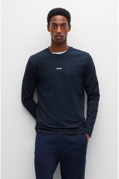 CAMISETA REGULAR FIT DE ALGODÓN ELÁSTICO CON LOGO HOMBRE