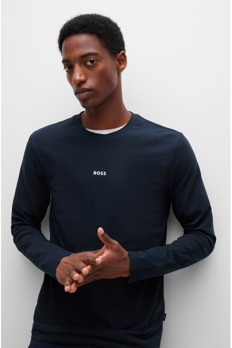 CAMISETA REGULAR FIT DE ALGODÓN ELÁSTICO CON LOGO HOMBRE