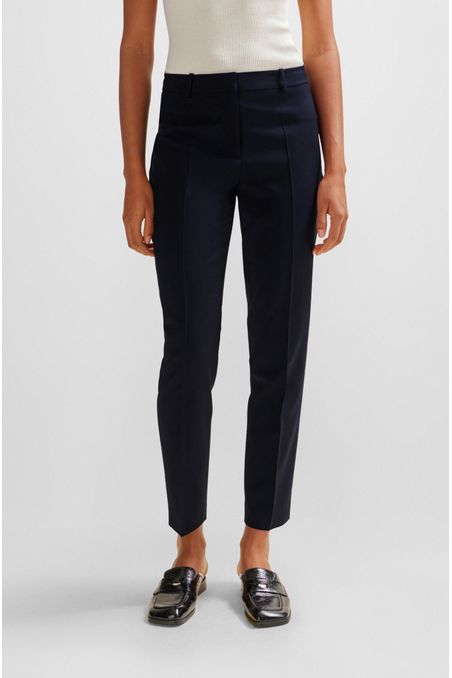 PANTALONES REGULAR FIT TOBILLEROS DE LANA VIRGEN MUJER
