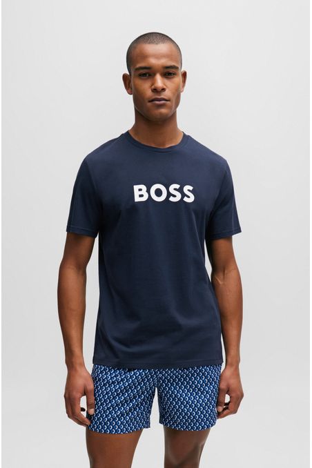 CAMISETA DE PLAYA REGULAR FIT DE ALGODÓN CON LOGO HOMBRE