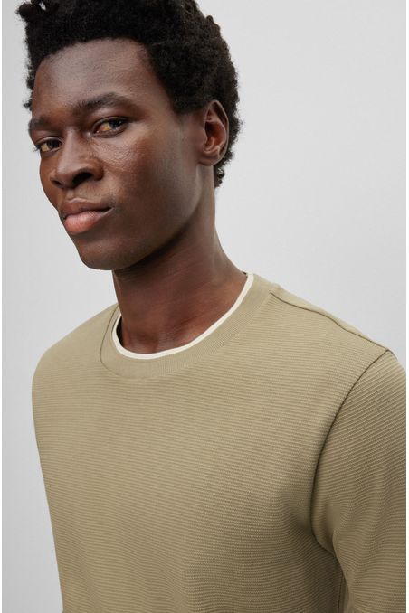 CAMISETA SLIM FIT DE ALGODÓN CON CUELLO DOBLE HOMBRE