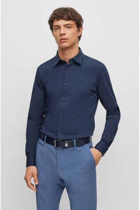 CAMISA SLIM FIT DE ALGODÓN ELÁSTICO HOMBRE