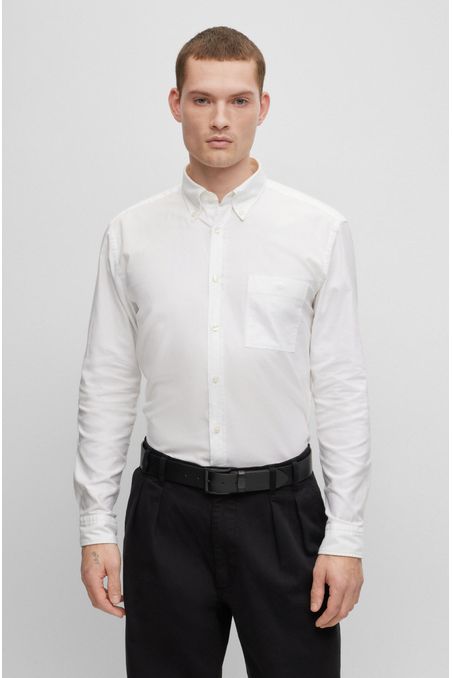 CAMISA SLIM FIT ABOTONADA EN ALGODÓN HOMBRE
