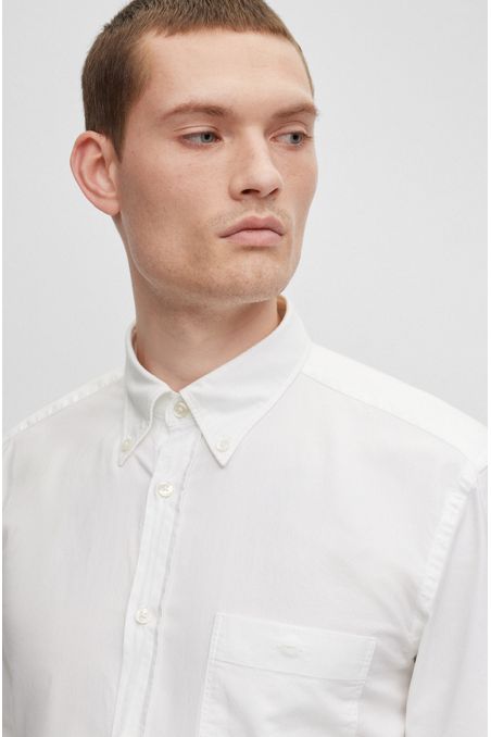 CAMISA SLIM FIT ABOTONADA EN ALGODÓN HOMBRE