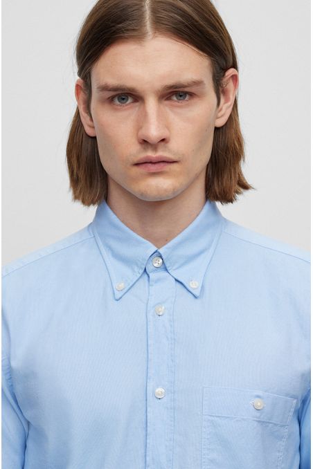 CAMISA SLIM FIT ABOTONADA EN ALGODÓN HOMBRE