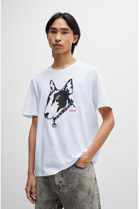 CAMISETA REGULAR FIT DE PUNTO DE ALGODÓN CON ILUSTRACIÓN HOMBRE