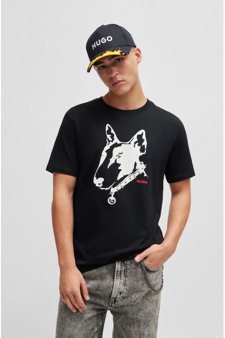 CAMISETA DE PUNTO DE ALGODÓN CON ILUSTRACIÓN HOMBRE