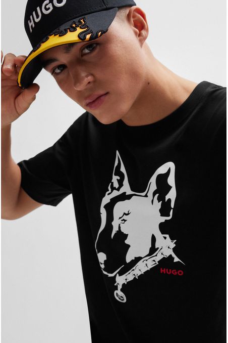 CAMISETA DE PUNTO DE ALGODÓN CON ILUSTRACIÓN HOMBRE