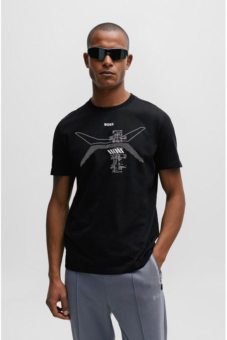 CAMISETA REGULAR FIT DE CUELLO REDONDO CON ILUSTRACIÓN HOMBRE