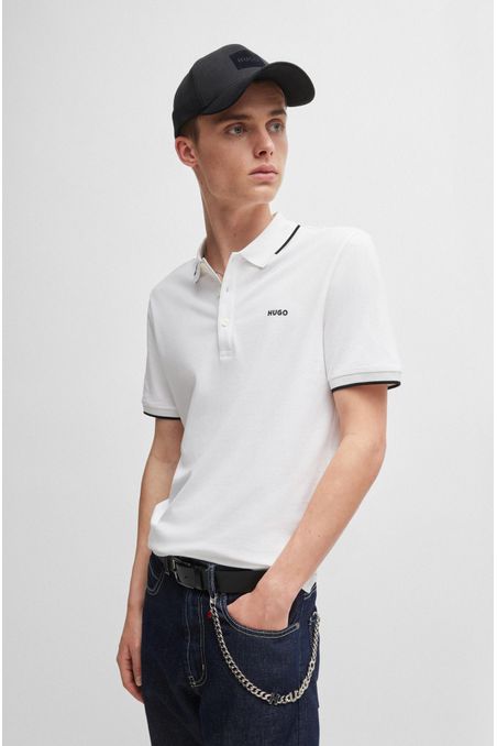 POLO SLIM FIT DE ALGODÓN ELÁSTICO CON LOGO HOMBRE