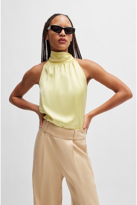 BLUSA REGULAR FIT DE RASO SIN MANGAS MUJER