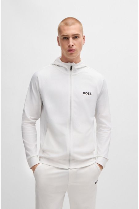 HOODIE REGULAR FIT CON CREMALLERA BOSS X MATTEO BERRETTINI CON ILUSTRACIÓN A RAYAS DE LA MARCA HOMBRE