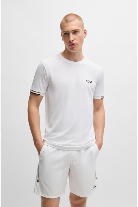 CAMISETA BOSS X MATTEO BERRETTINI CAMISETA DE TEJIDO DE REJILLA CON DISEÑO DE RAYAS HOMBRE