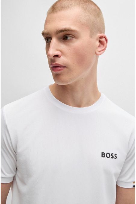 CAMISETA BOSS X MATTEO BERRETTINI CAMISETA DE TEJIDO DE REJILLA CON DISEÑO DE RAYAS HOMBRE