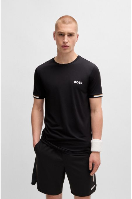 CAMISETA BOSS X MATTEO BERRETTINI CAMISETA DE TEJIDO DE REJILLA CON DISEÑO DE RAYAS HOMBRE