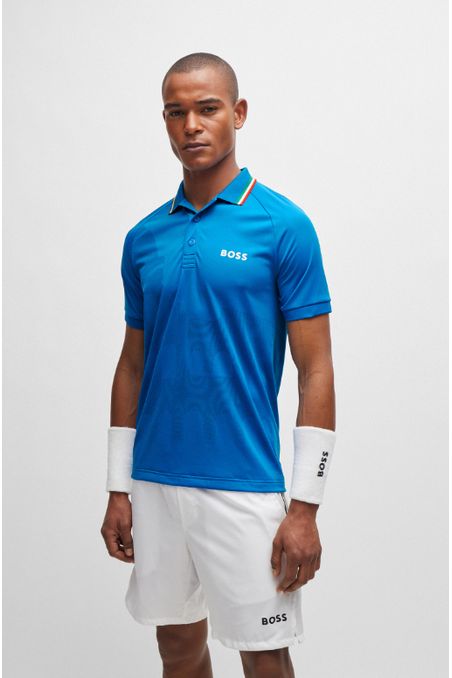 POLO SLIM FIT BOSS X MATTEO BERRETTINI EN PUNTO DE JACQUARD HOMBRE