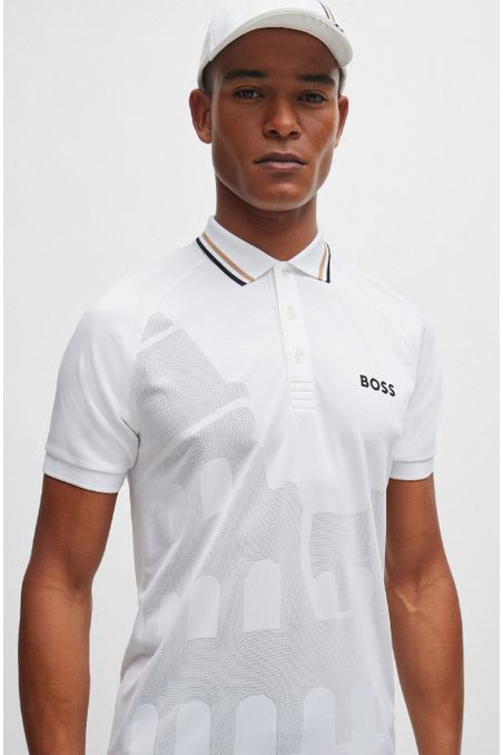 POLO SLIM FIT BOSS X MATTEO BERRETTINI EN PUNTO DE JACQUARD HOMBRE