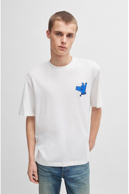 CAMISETA REGULAR FIT DE PUNTO DE ALGODÓN CON CUELLO REDONDO HOMBRE
