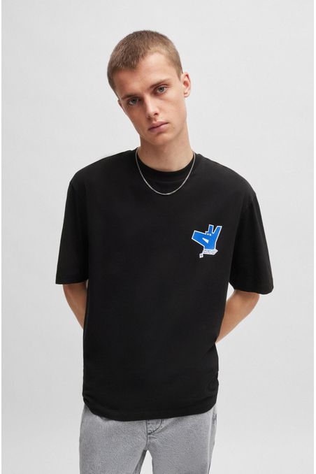 CAMISETA REGULAR FIT DE PUNTO DE ALGODÓN CON CUELLO REDONDO HOMBRE