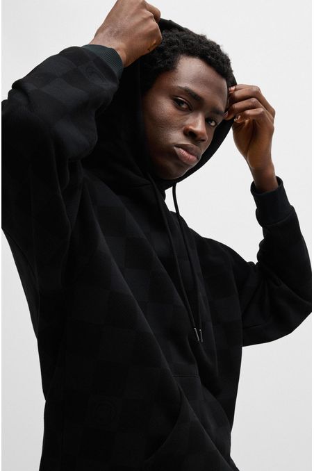 HOODIE CON CAPUCHA LOOSE FIT DE ALGODÓN CON ESTAMPADO HOMBRE