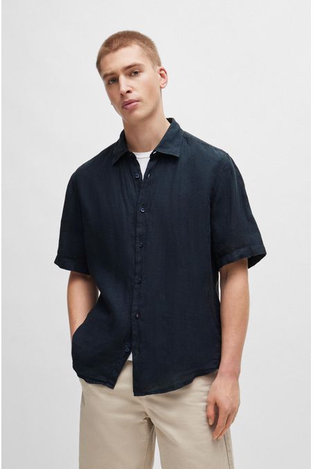 CAMISA REGULAR FIT DE LONA DE LINO HOMBRE