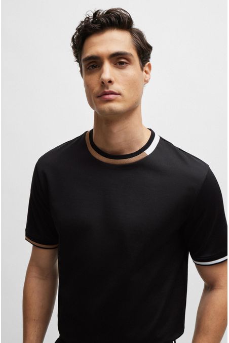 CAMISETA REGULAR FIT DE ALGODÓN MERCERIZADO CON DETALLES HOMBRE