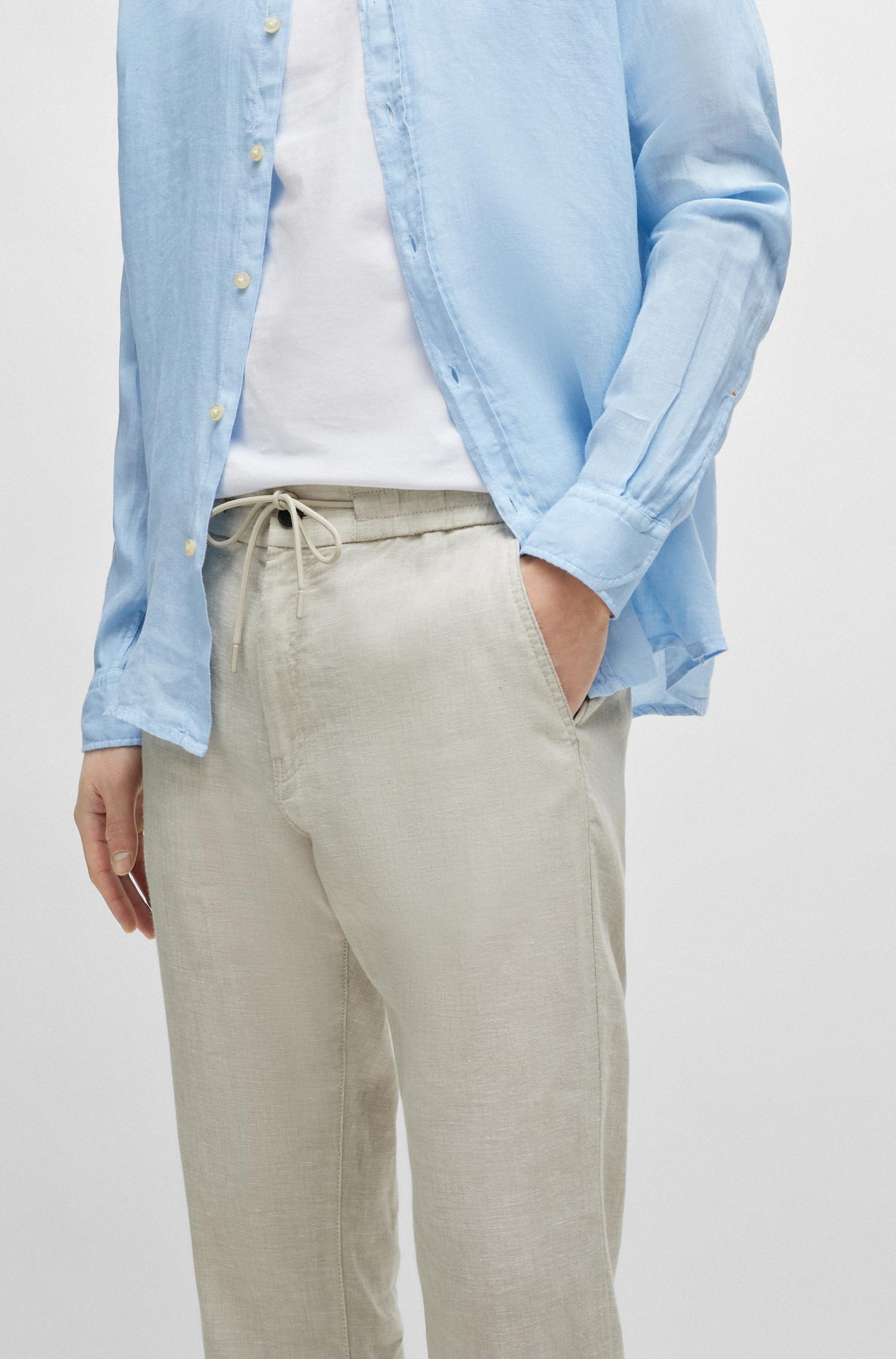 PANTALONES TAPERED FIT DE MEZCLA DE LINO HOMBRE