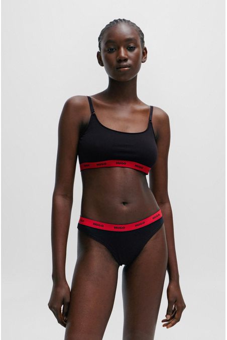 PAQUETE DE TRES PANTIES ESTILO BRASILERA EN ALGODÓN CON LOGOS MUJER Negro 50480150005