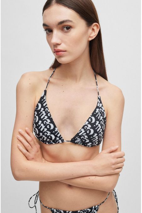 TOP DE BIKINI REGULAR FIT CON LOGO ESTAMPADO MUJER