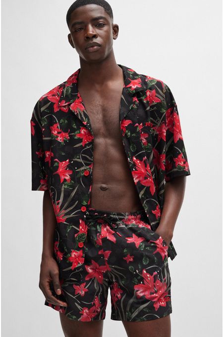 PANTALONETAS DE BAÑO TIPO SHORTS CON FORRO INTEGRAL Y ESTAMPADO HOMBRE