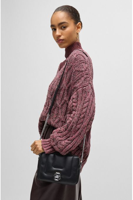 BOLSO CRUZADO GUATEADO CON MONOGRAMA DOUBLE B METÁLICO MUJER