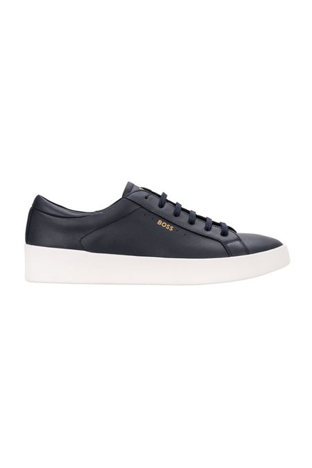 TENIS CON PARTE SUPERIOR DE CUERO LISO HOMBRE
