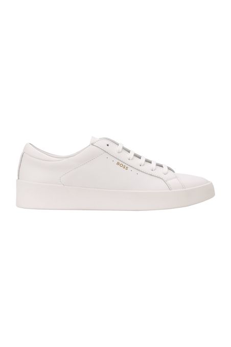TENIS CON PARTE SUPERIOR DE CUERO LISO HOMBRE