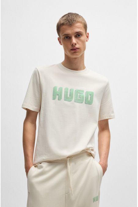 CAMISETA REGULAR FIT DE PUNTO DE ALGODÓN CON LOGO ESTAMPADO HOMBRE