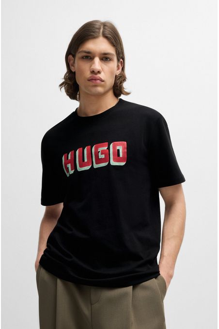 CAMISETA REGULAR FIT DE PUNTO DE ALGODÓN CON LOGO ESTAMPADO HOMBRE