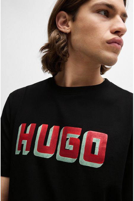 CAMISETA REGULAR FIT DE PUNTO DE ALGODÓN CON LOGO ESTAMPADO HOMBRE