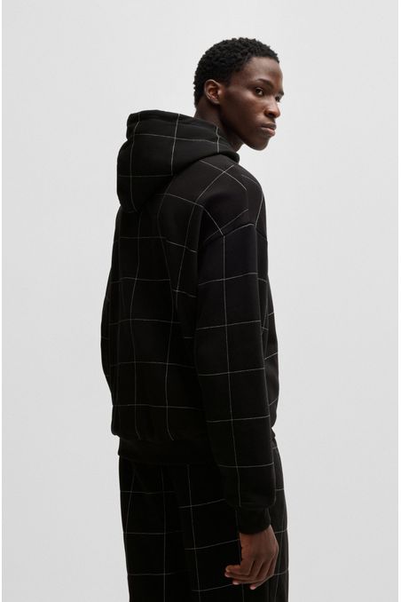 HOODIE CON CAPUCHA OVERSIZE FIT HUGO X RB EN ALGODÓN PERCHADO CON COSTURAS EN REJILLA HOMBRE